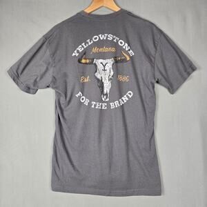 Yellowstone For The Brand Montana T-Shirt Western Cattle Skull Graphic Size L